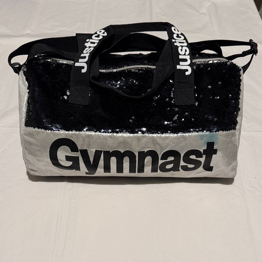 Justice Black and Silver Sequin Gymnast Duffel Bag